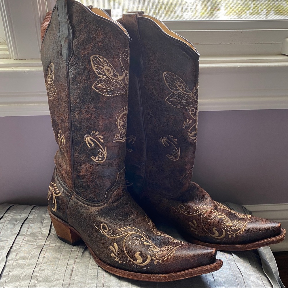 Circle G Dragonfly Embroidered Western Boots, 12